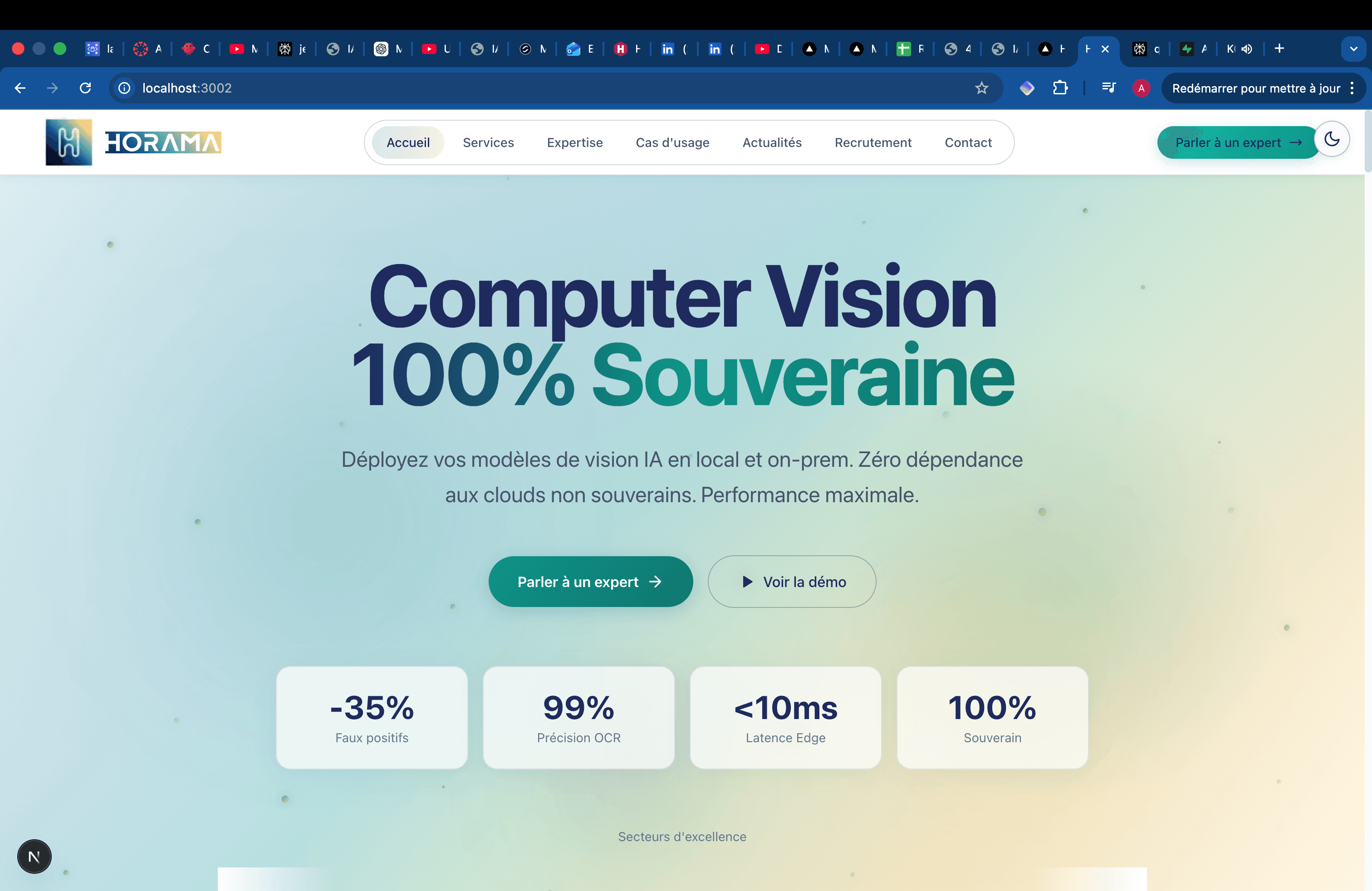 Horama - Site Vitrine et CRM pour startup IA/Vision par Ordinateur - Miniature 2